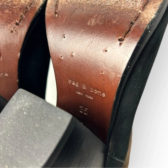 Rag & Bone Black  Two Tone Nubuck Belted Harrow Ankle Bootie 35 - Picture 10 of 10